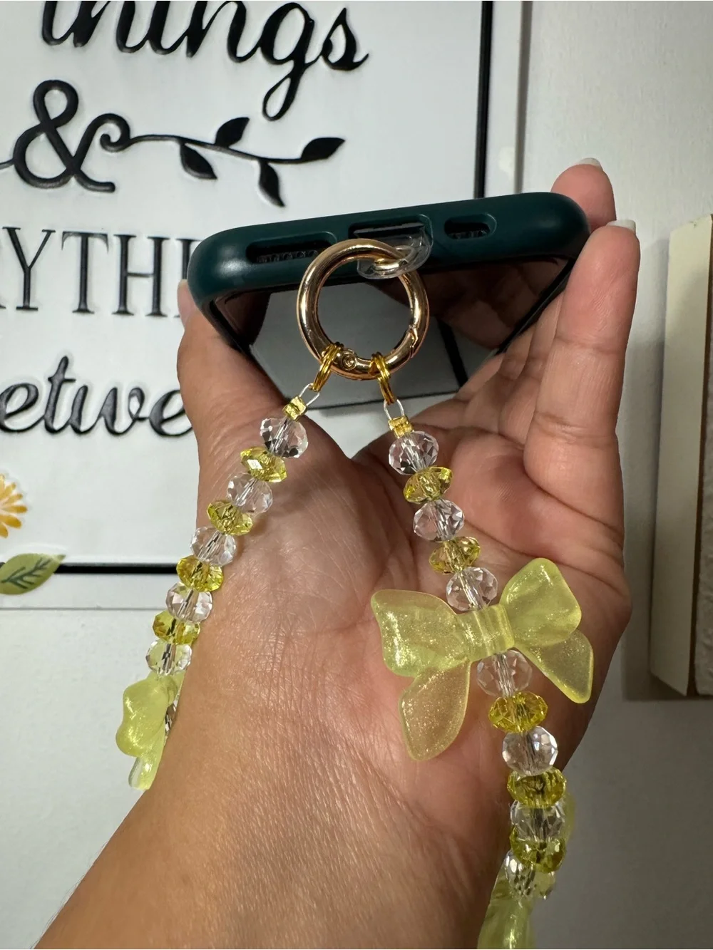Bling Bling Crystal with Yellow Bow Phone/Key/Bag Chain #P1102